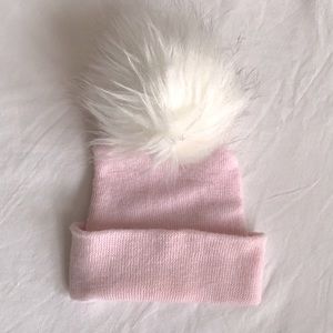 Faux fur newborn pom hat